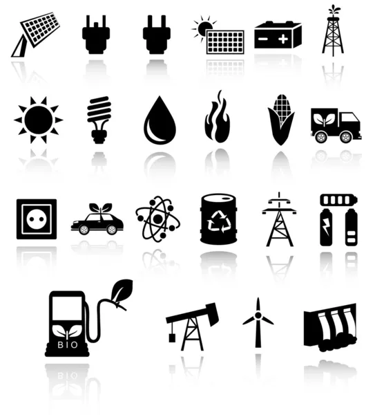 siyah Eko enerji simgeler vektör
