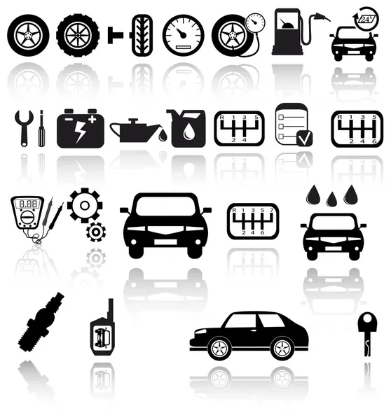 Vector black auto icons set — Stock Vector