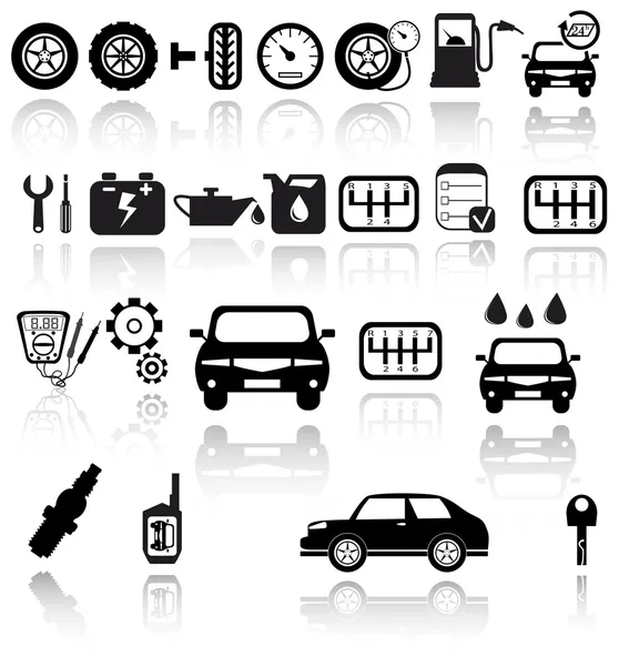 Vector black auto icons set — Stock Illustration Vector black auto icons set Royalty Free Stock Illustrations