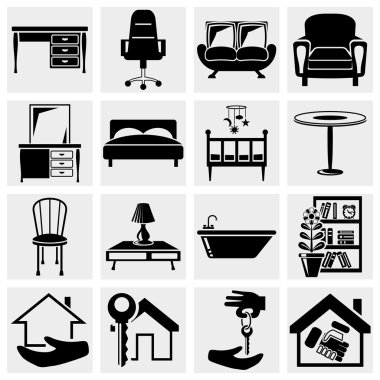 Mobilya, ev Icons set.