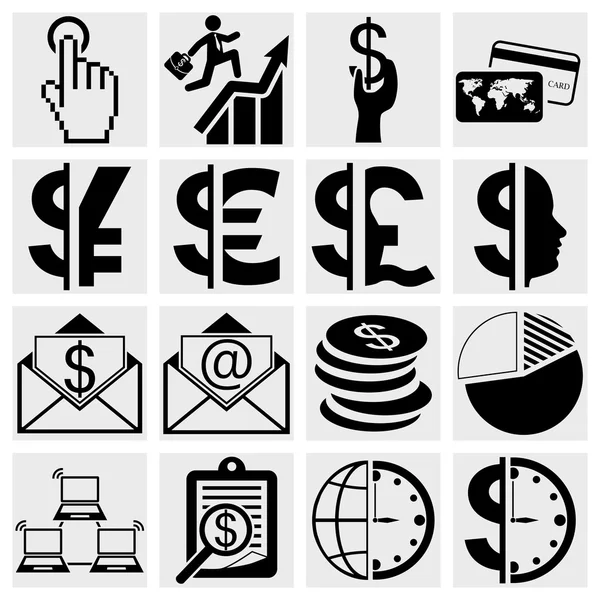 Iconos de negocios, recursos humanos, finanzas, conjunto de iconos logísticos — Vector de stock