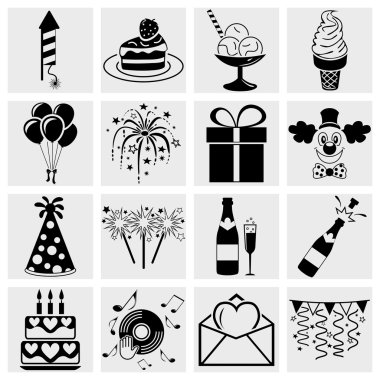 doğum günü kutlama ve parti - Icons set