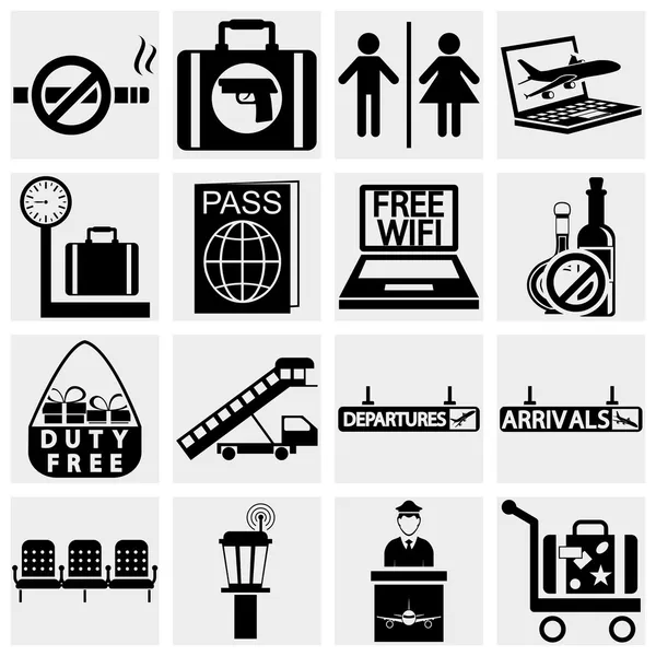 Airport vector icons set. Elegant series icons and signs — Stock Vector