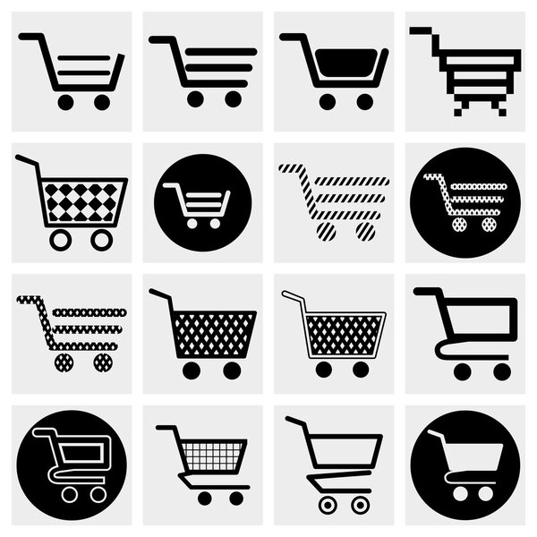 Collection of vector shopping cart vector icons set.