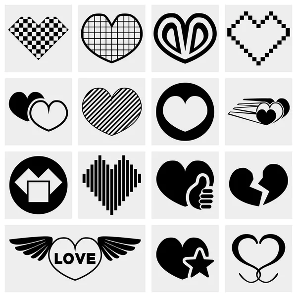 Conjunto de iconos de corazones vectores — Vector de stock