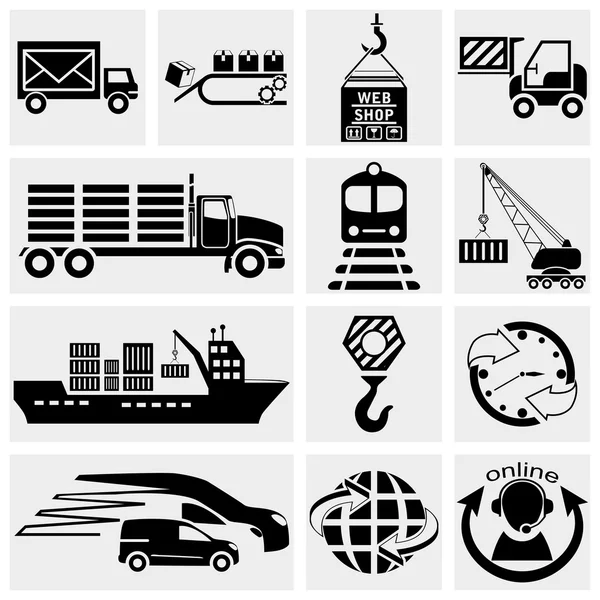 Web pictogram, pictogram internet, zakelijke pictogram, supply keten, verzending, winkelen en industrie iconen set. vector pictogram. — Stockvector