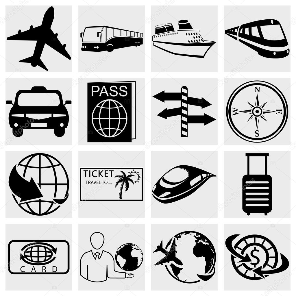 Travel and tourism icon set. Simplus series. Vector