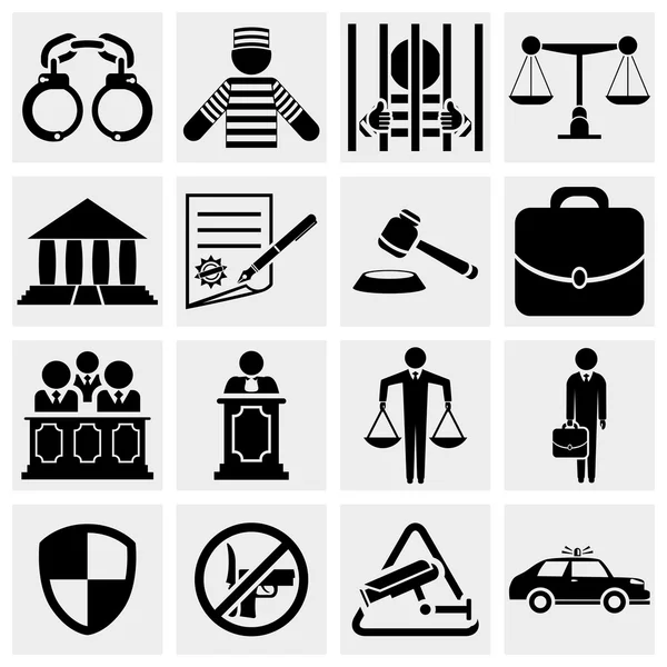 Set di icone umane, giuridiche, giuridiche e giudiziarie . — Vettoriale Stock