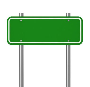 Beyaz üzerinde boş yeşil trafik tabelası