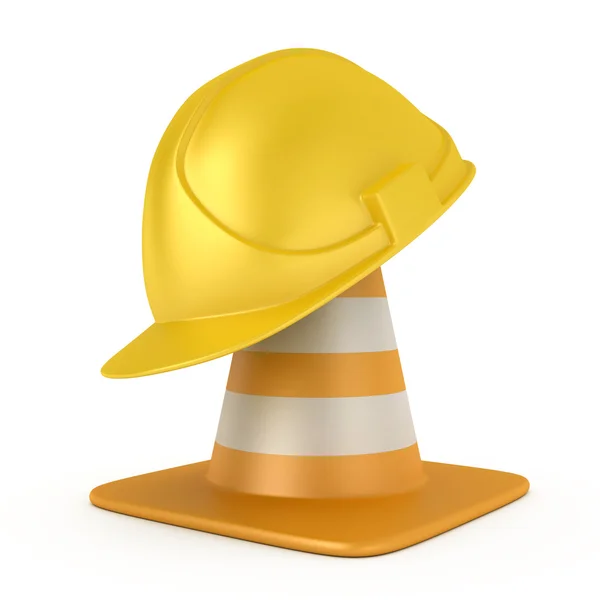 Cono de tráfico y hardhat — Foto de Stock