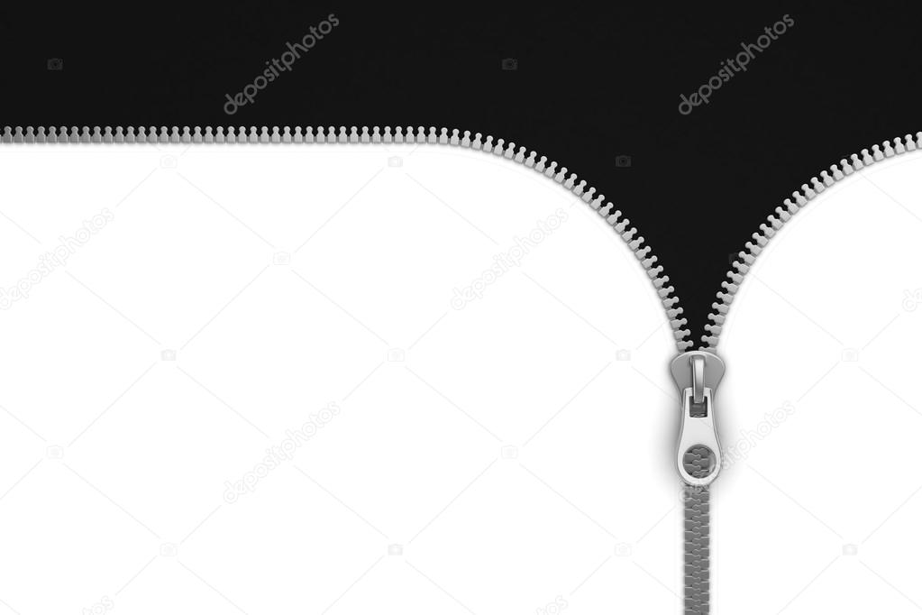 Zipper on White and Black Background