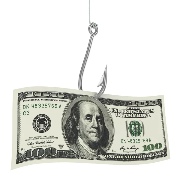 Fishing hook and money — Stock Photo, Image