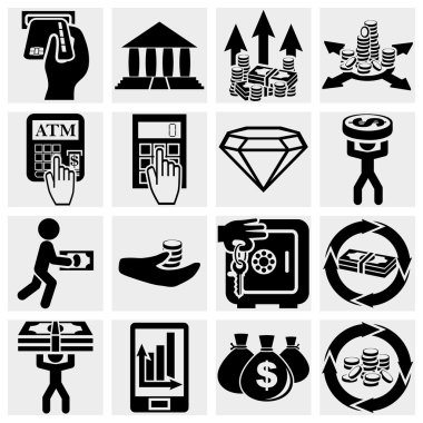 Finans, bankacılık ve para vector Icons set.