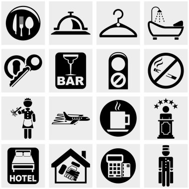 Hotel vector Icons set gri.