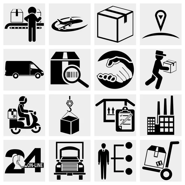 Business, supply chain, shipping, shopping and industry vector icons set. — Wektor stockowy