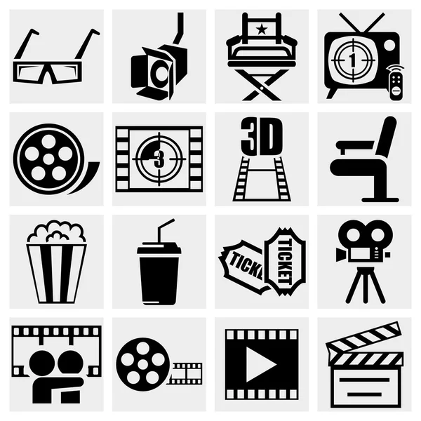 Vector filmpictogram ingesteld op grijs — Stockvector