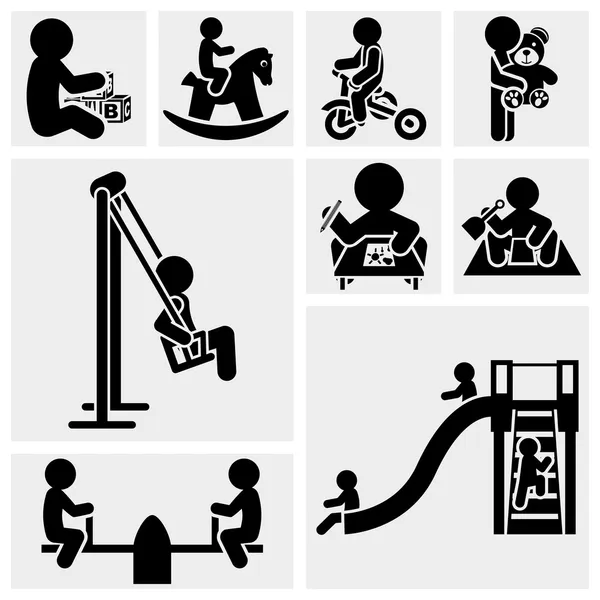 Kinderen spelen vector icon set. — Stockvector