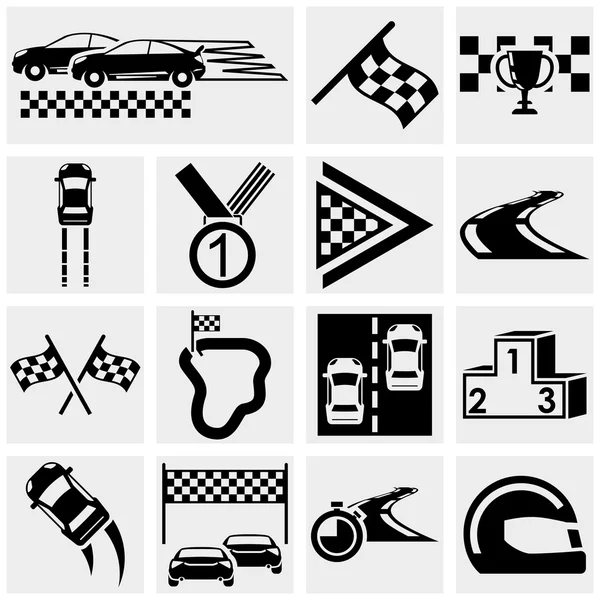 Racing and speed related vector icon set on gray — Stock Vector