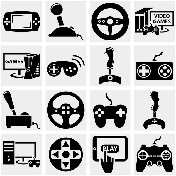 Video game vector pictogram ingesteld op grijs — Stockvector