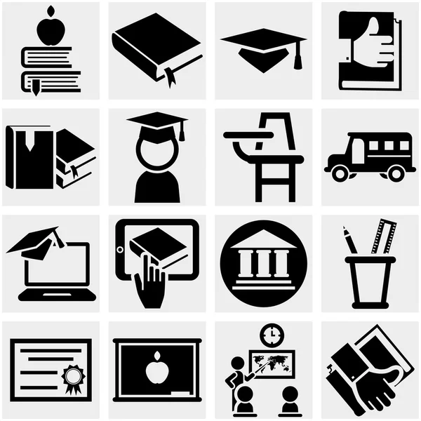 Education vector icon set on gray — Stock Vector