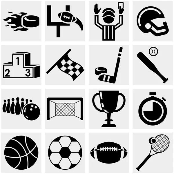 Sport-Vektor-Symbole auf grau gesetzt. — Stockvektor