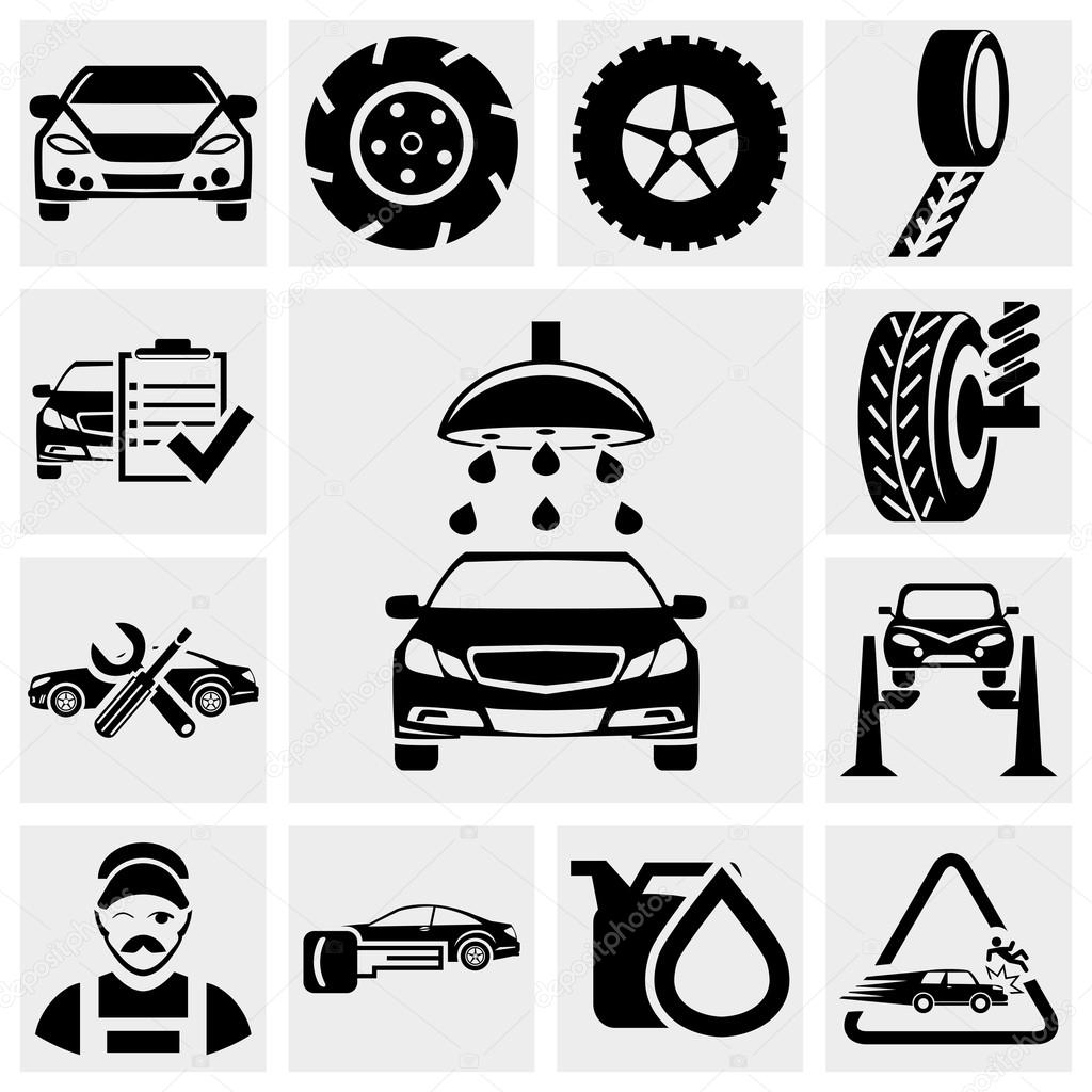 Car service vector icon set.
