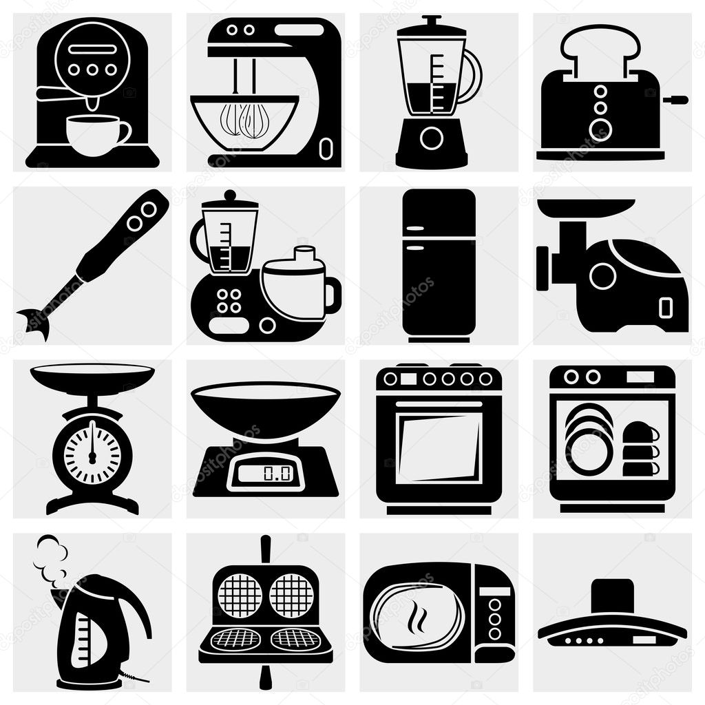 Household kitchen aplliance vector icons