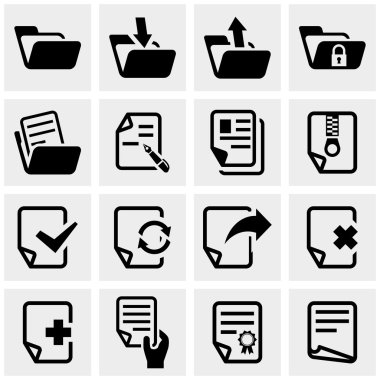 gri üzerine belge vector Icons set.