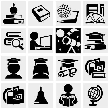 gri üzerine eğitim vector Icons set.