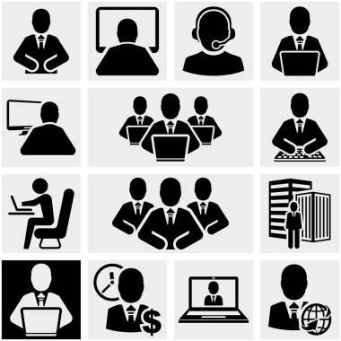 gri üzerine iş adamı vector Icons set.