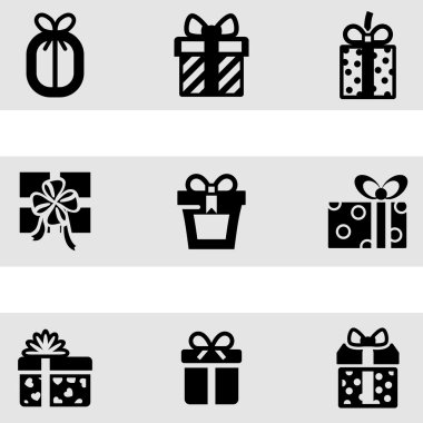 gri üzerine hediye kutusu vector Icons set.