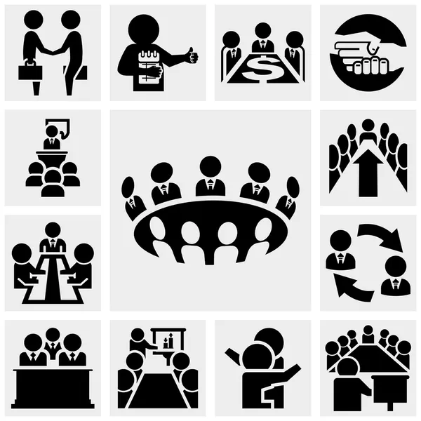 Business man vector icons set on gray — Stock Vector