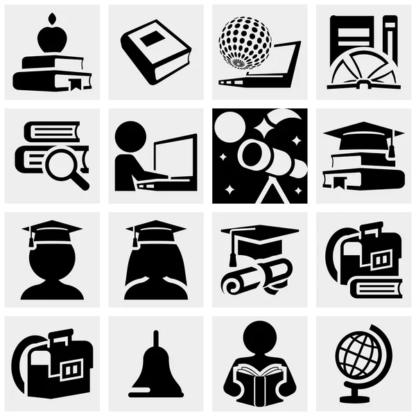 Education vector icons set on gray. — Stock Vector