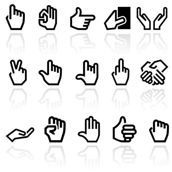 Hands vector icons set. EPS 10.