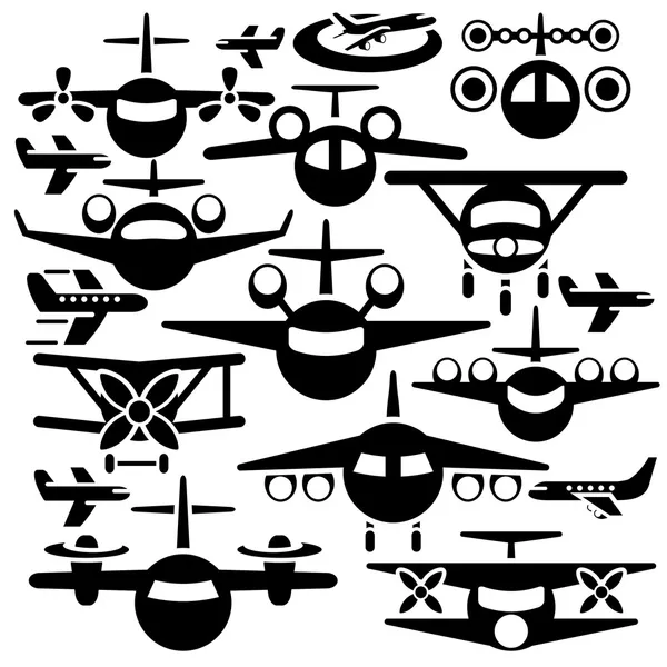 Conjunto de iconos de vector de avión — Archivo Imágenes Vectoriales