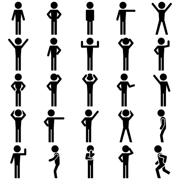 Stick figure positions set vector icon. — Stock Vector