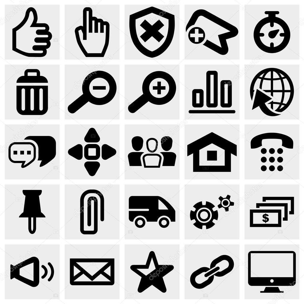 Set of social media vector icons set on gray.