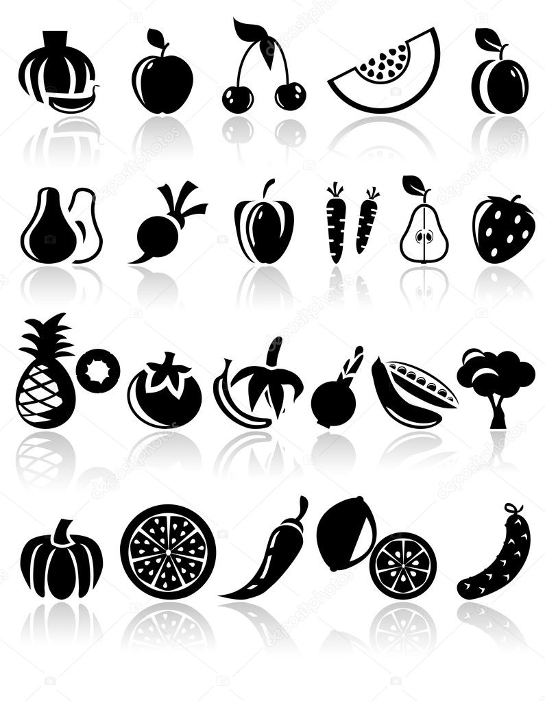 Fruit and Vegetables vector icons