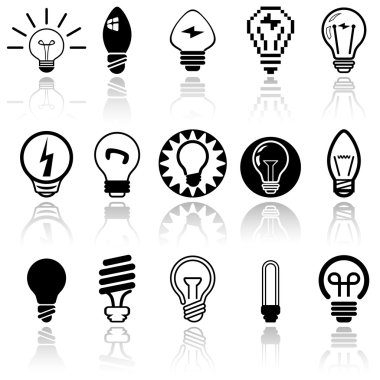 Light bulbs vector icons set. clipart