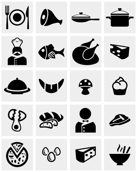 Food and Restaurant vector icon set on gray — Stock Vector