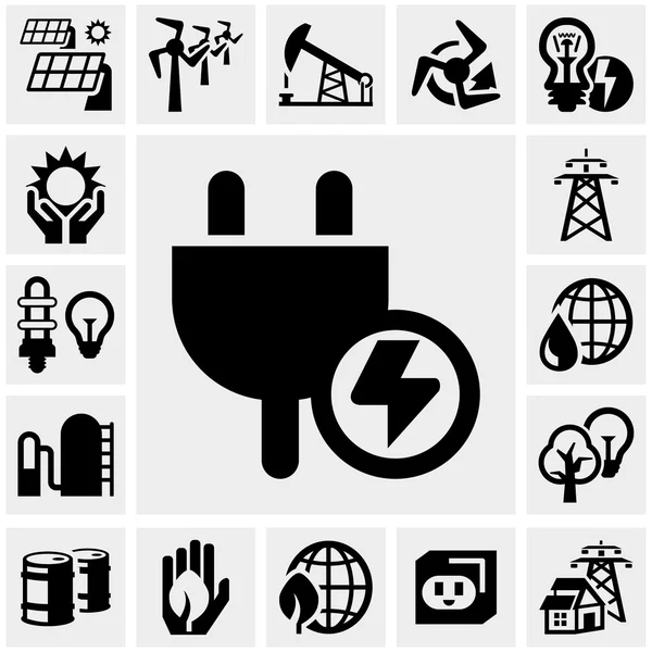 Electricity vector icon set — Stock Vector