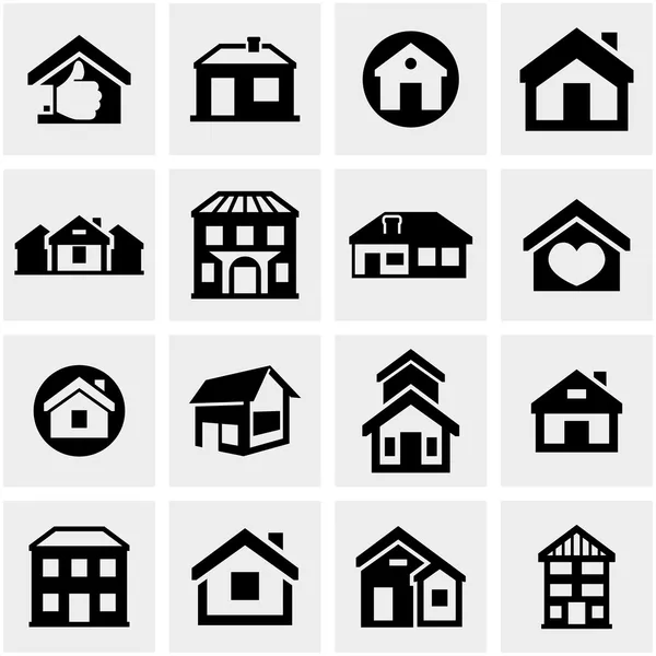 Houses and buildings icons set. Real estate. — Stock Vector