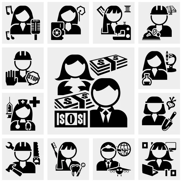 People professions vector icons set on gray — Stock Vector