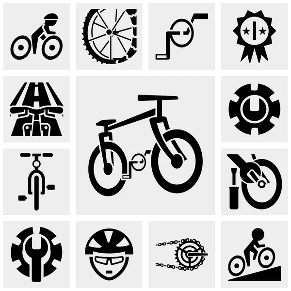 Icônes vectorielles vélo mis sur gris — Image vectorielle