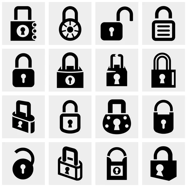 Lock vector icons set on gray — Stock Vector