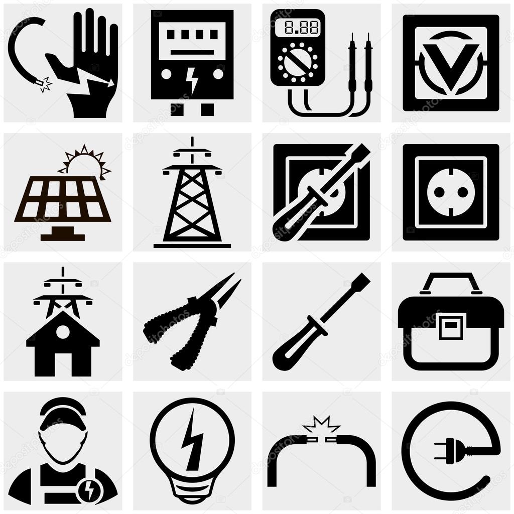 Energy, electricity, power vector icons set.