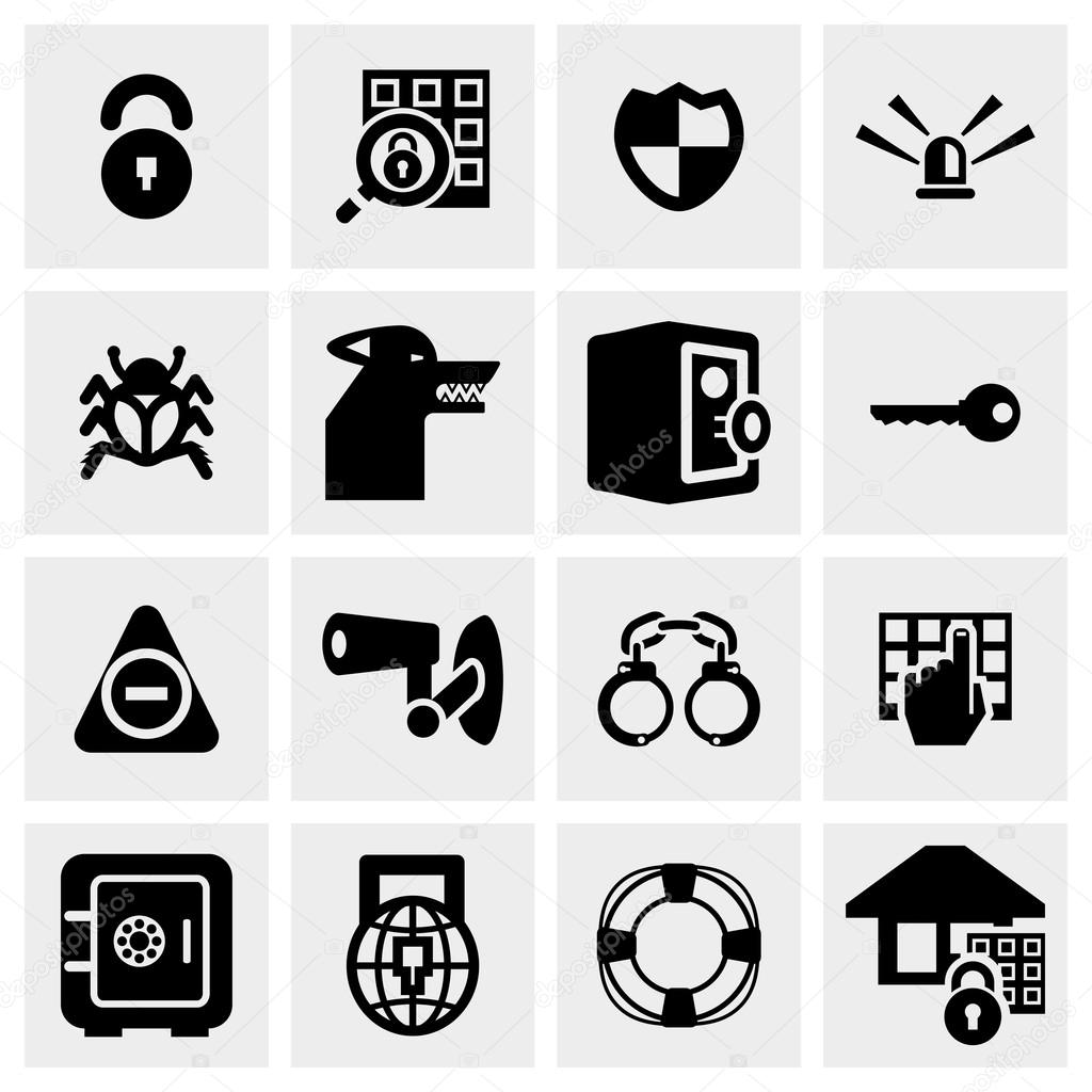 Security vector icon set on gray