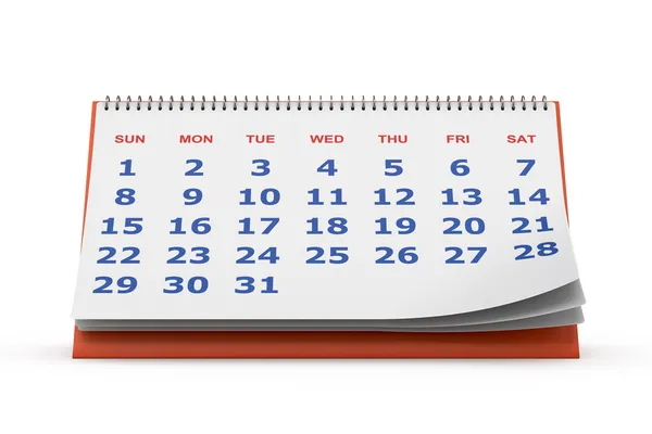 Calendario desktop isolato su bianco — Foto Stock