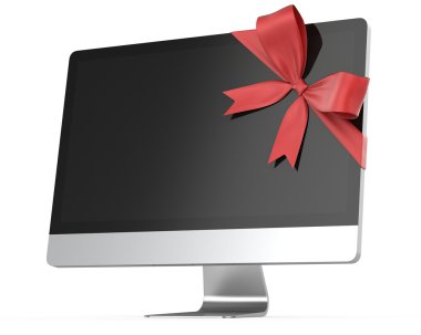 Masaüstü bir hediye. Şerit üstünde perde ve yayla