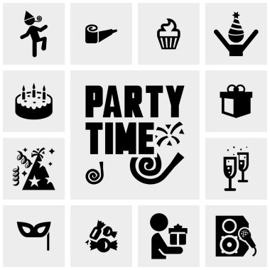 gri üzerine parti vector Icons set